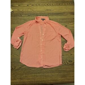 Outback Red Womens Red White Polka Dot Shirt Blouse Top Size M Button Up Ligtwt